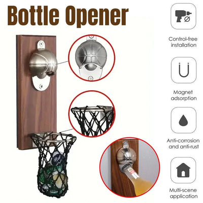 Magnetic Wooden Beer Bottle Opener Football Basketball Wine Opener