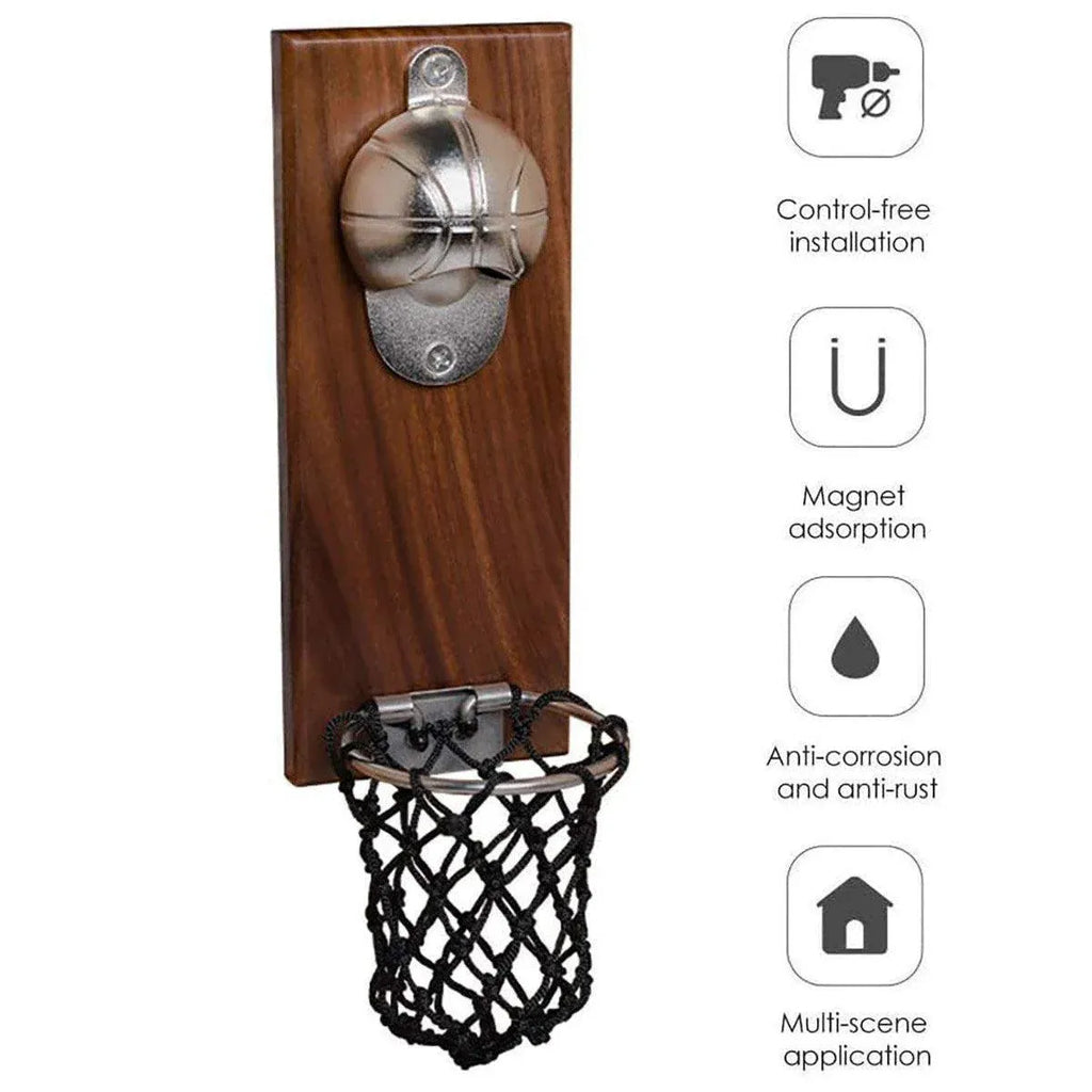 Magnetic Wooden Beer Bottle Opener Football Basketball Wine Opener