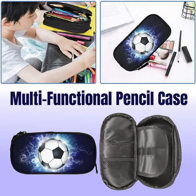 Football Pattern Oxford Fabric Pencil Case, 20 x 10 x 5 cm