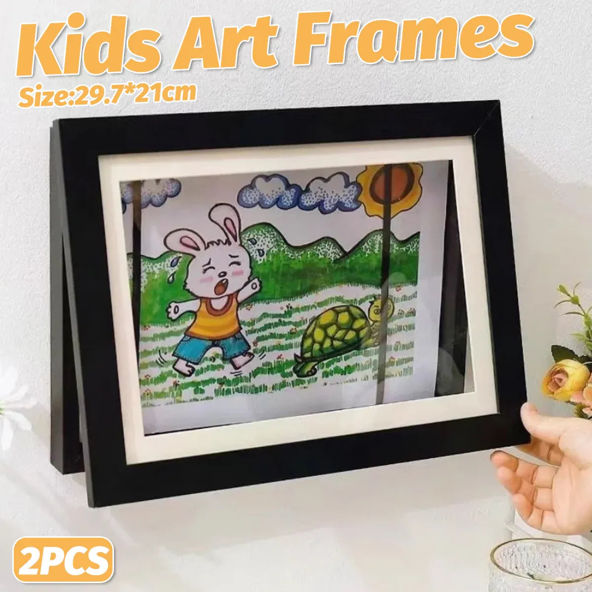 Kids Art Display Frames Set Wooden Artwork Holder 2PCS Children