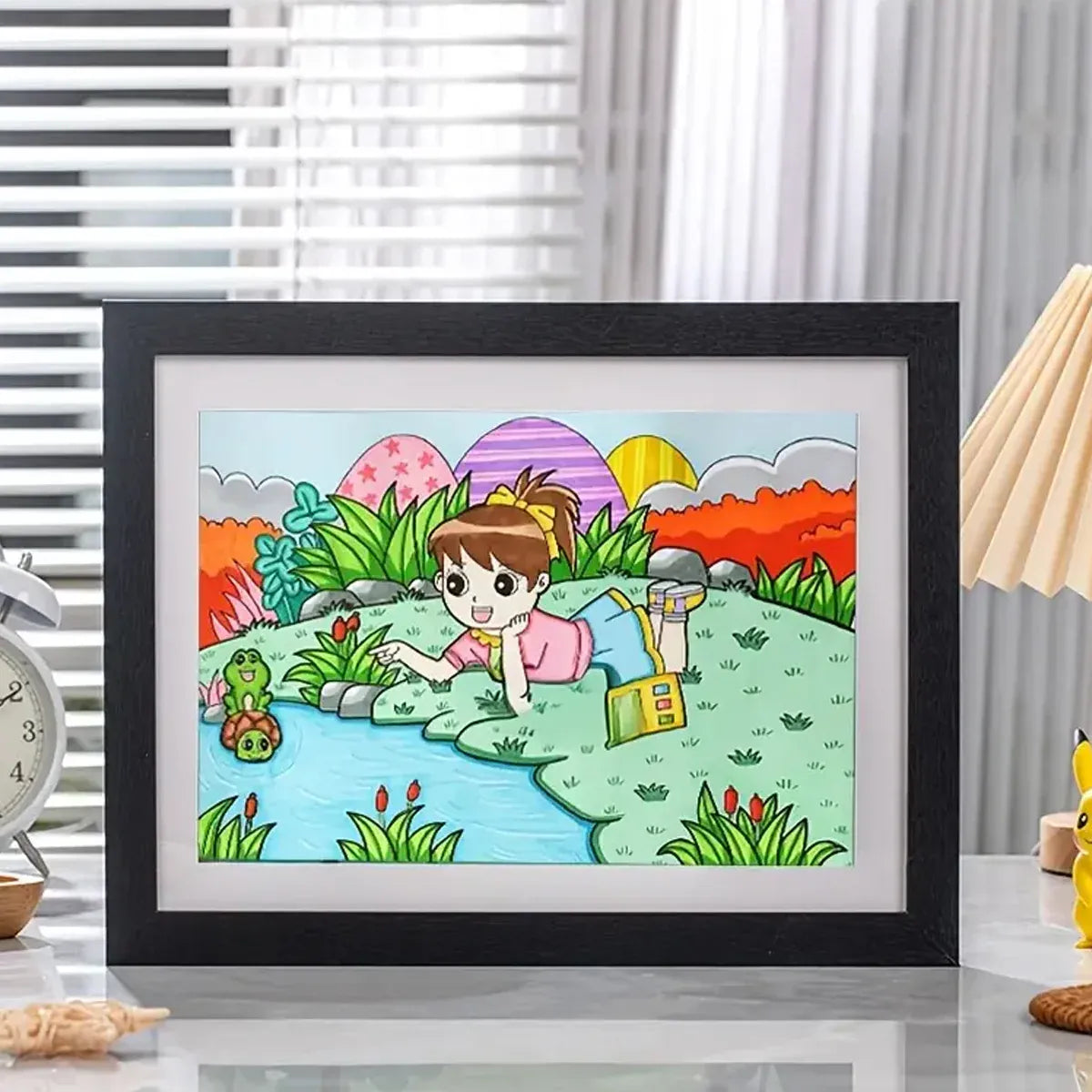 Kids Art Display Frames Set Wooden Artwork Holder 2PCS Children