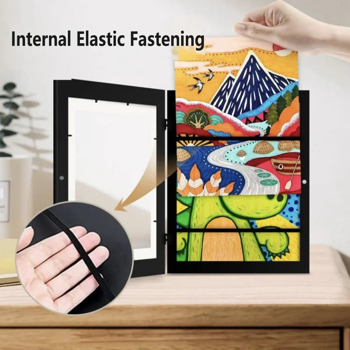 Kids Art Display Frames Set Wooden Artwork Holder 2PCS Children