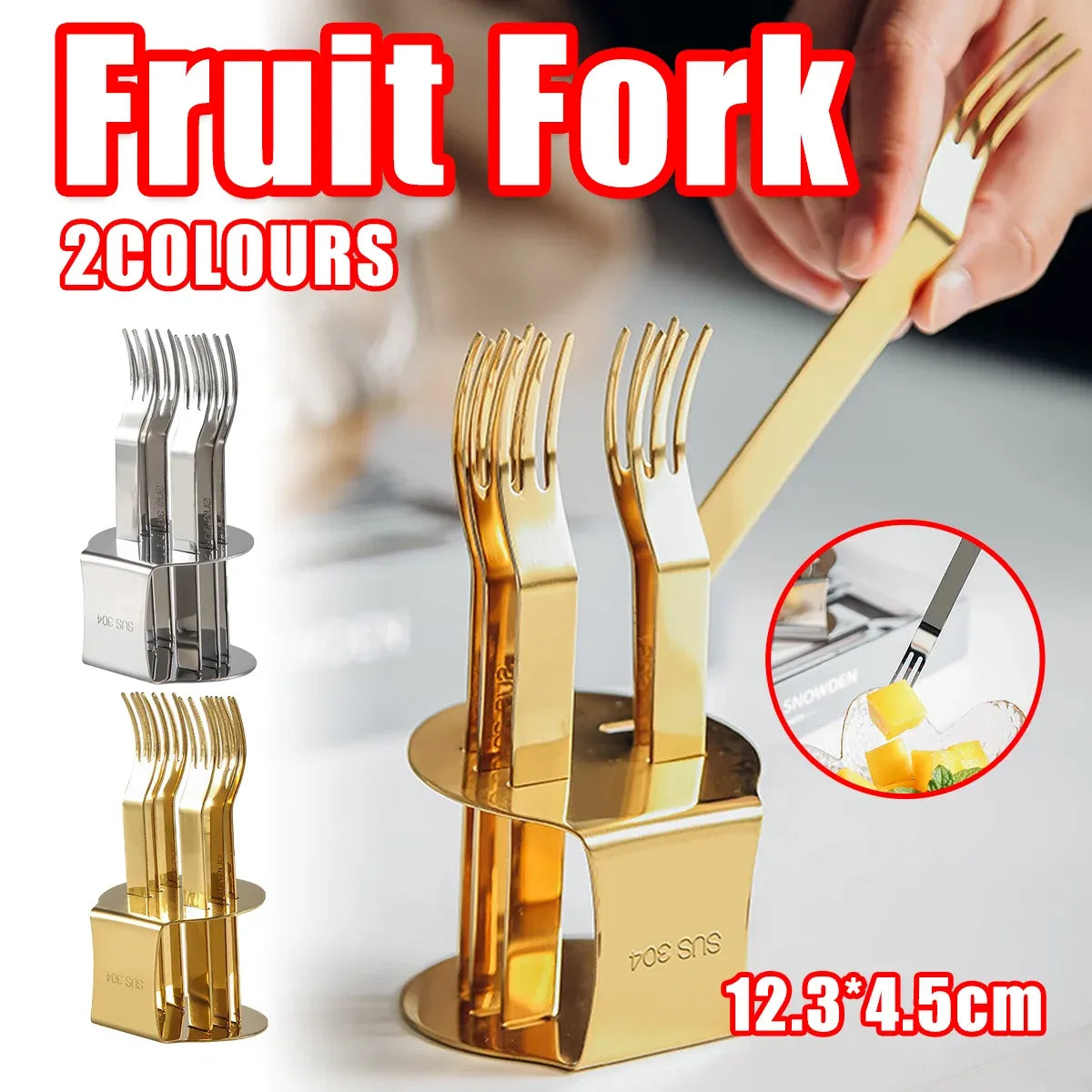 Elegant 304 Stainless Steel Fruit Forks Set of 6 For Home Dessert