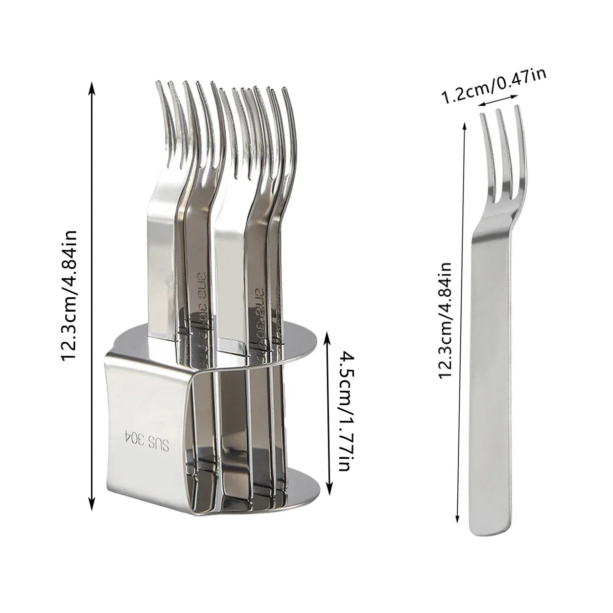 Elegant 304 Stainless Steel Fruit Forks Set of 6 For Home Dessert