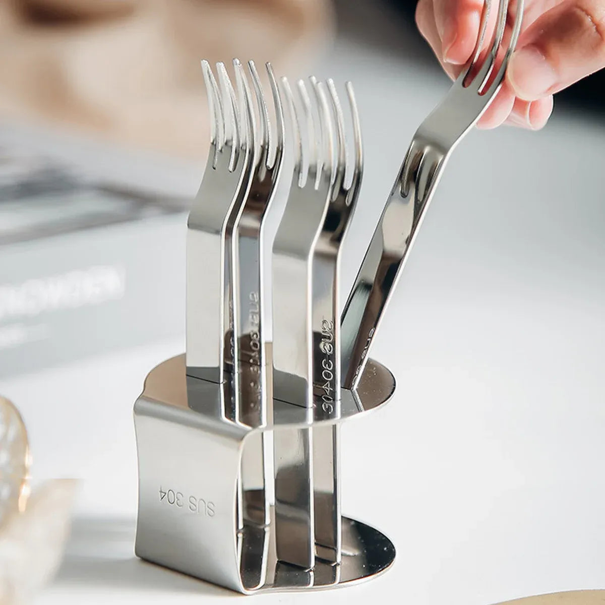 Elegant 304 Stainless Steel Fruit Forks Set of 6 For Home Dessert