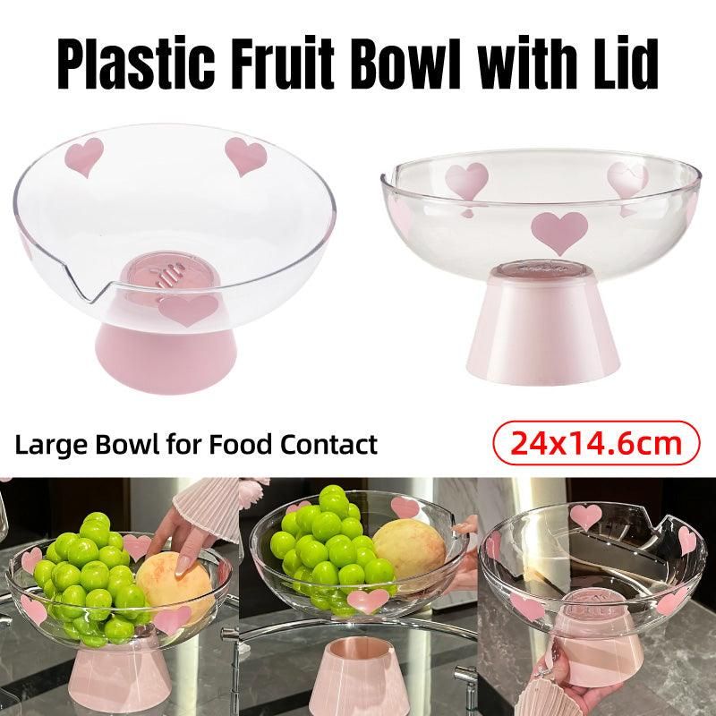 Clear Pedestal Fruit and Snack Bowl with Heart Pattern