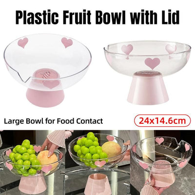 Clear Pedestal Fruit and Snack Bowl with Heart Pattern