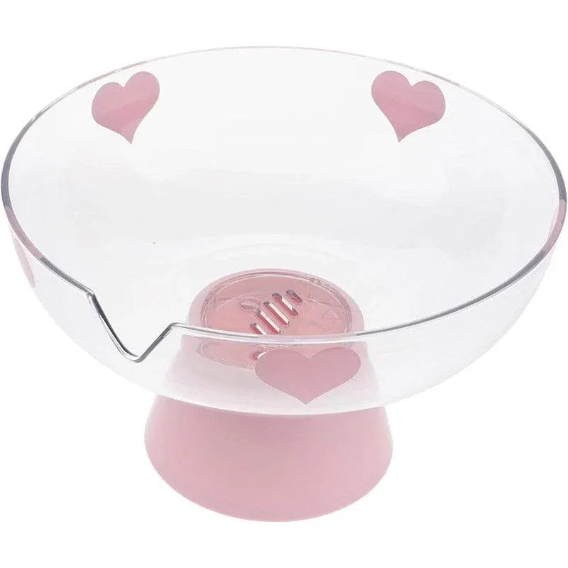 Clear Pedestal Fruit and Snack Bowl with Heart Pattern