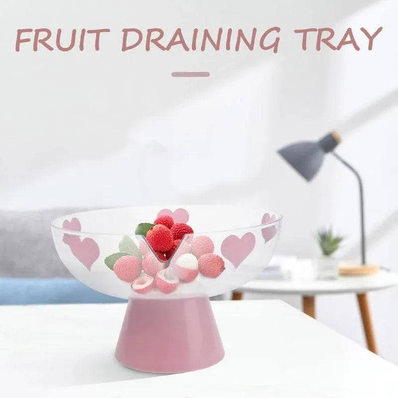 Clear Pedestal Fruit and Snack Bowl with Heart Pattern
