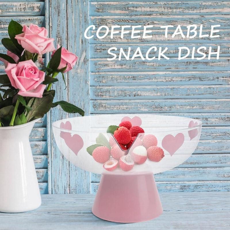 Clear Pedestal Fruit and Snack Bowl with Heart Pattern