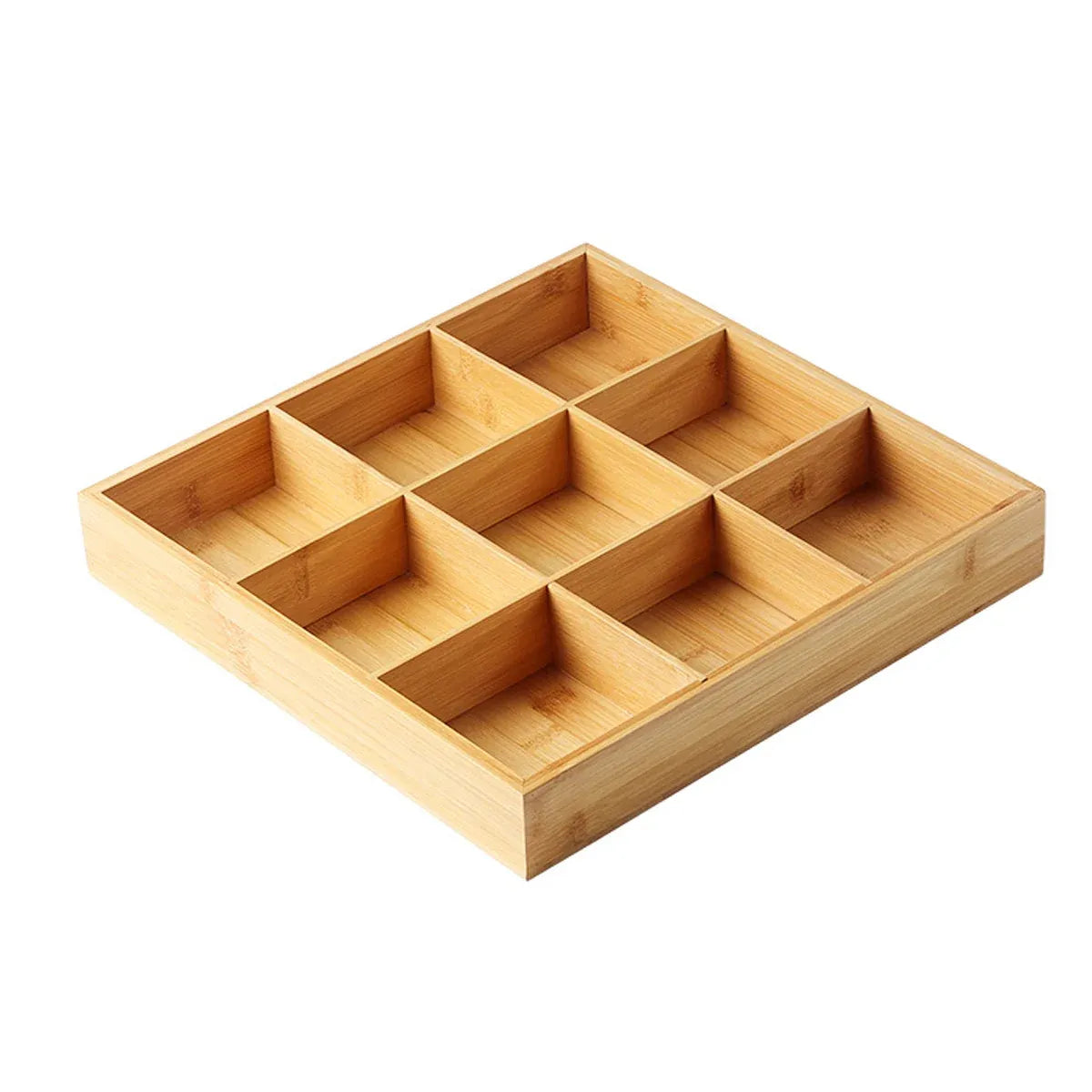 Bamboo Nine-Compartment Serving Tray, 32.8 x 32.8 cm