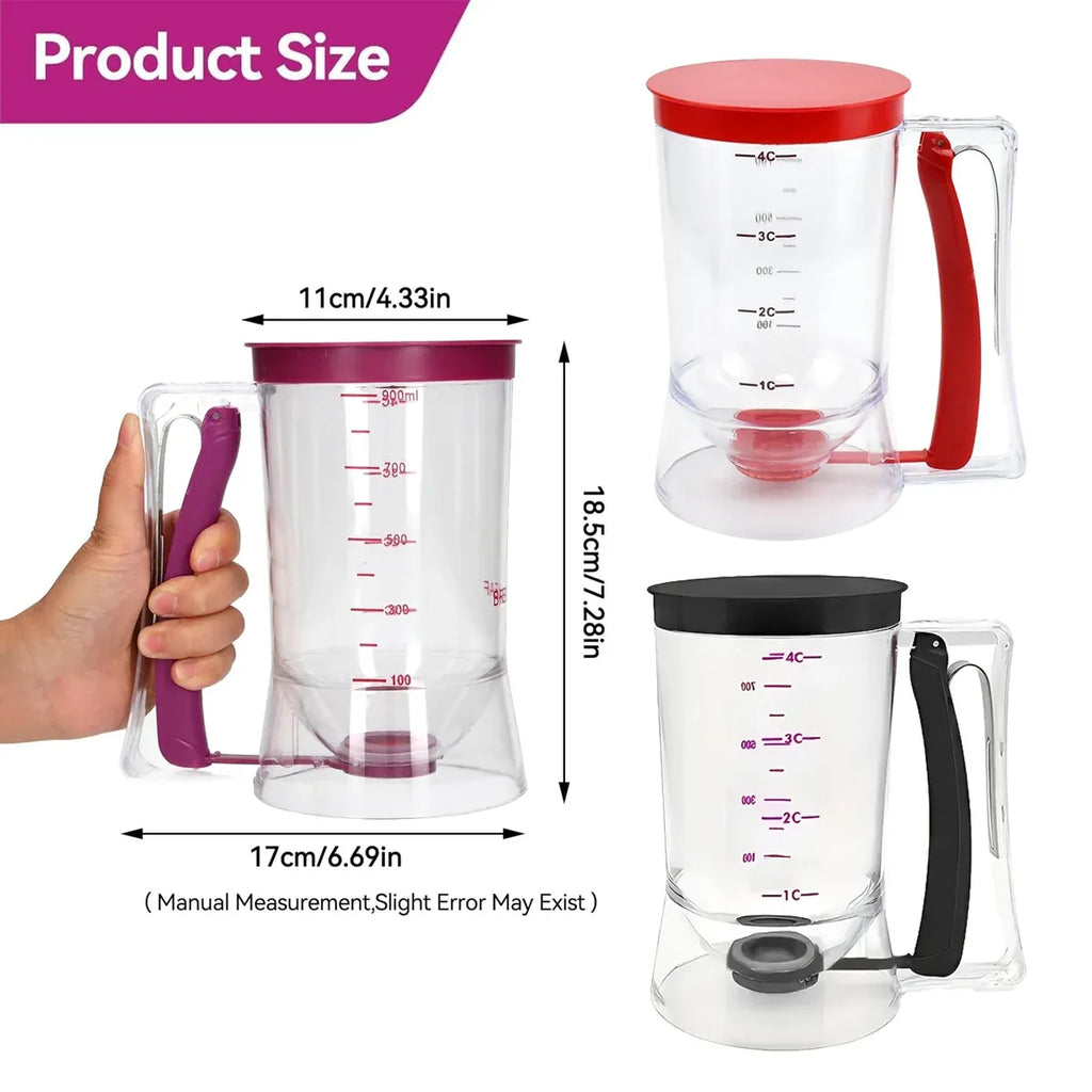 Batter Dispenser Measuring Jug with Lid, 990 ml