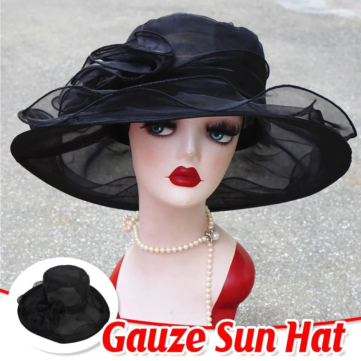 Ladies Large Brim Sun Hat Lightweight Bowler Hat Summer Beach