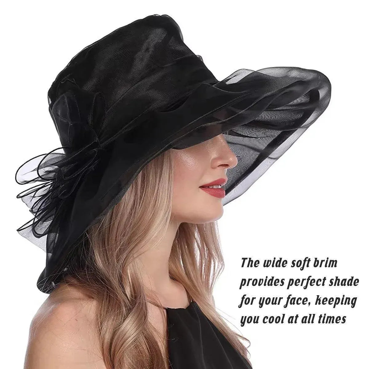 Ladies Large Brim Sun Hat Lightweight Bowler Hat Summer Beach