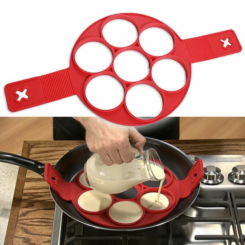 Silicone Non-Stick Pancake and Egg Maker, Red