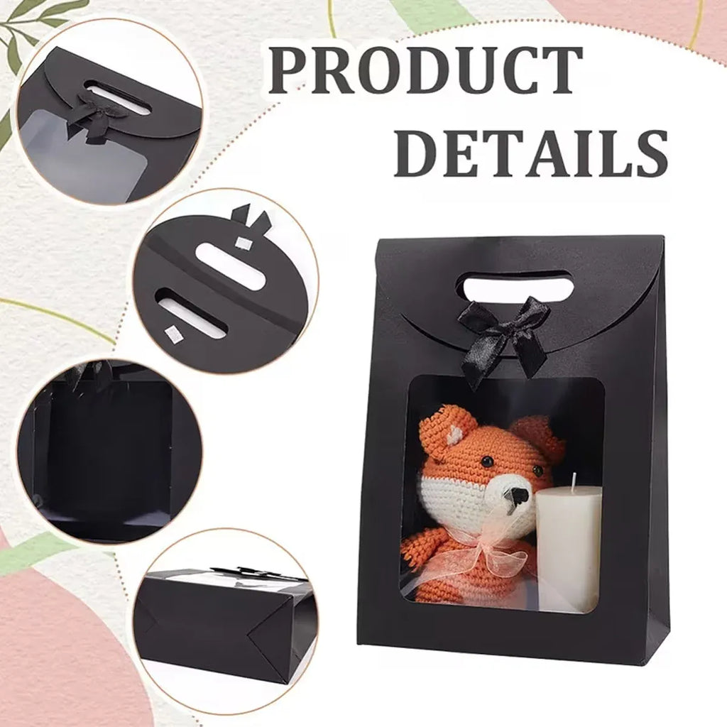 24PCS Bow Gift Boxes with Clear Window Aesthetic for Candy Gift Packaging Use - M