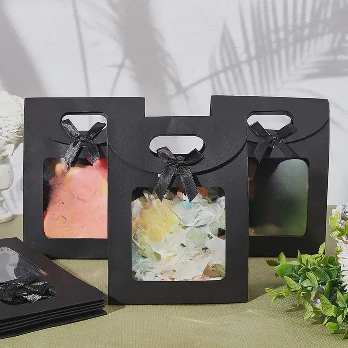 24PCS Bow Gift Boxes with Clear Window Aesthetic for Candy Gift Packaging Use - M