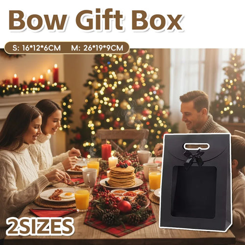 24PCS Bow Gift Boxes with Clear Window Aesthetic for Candy Gift Packaging Use - S