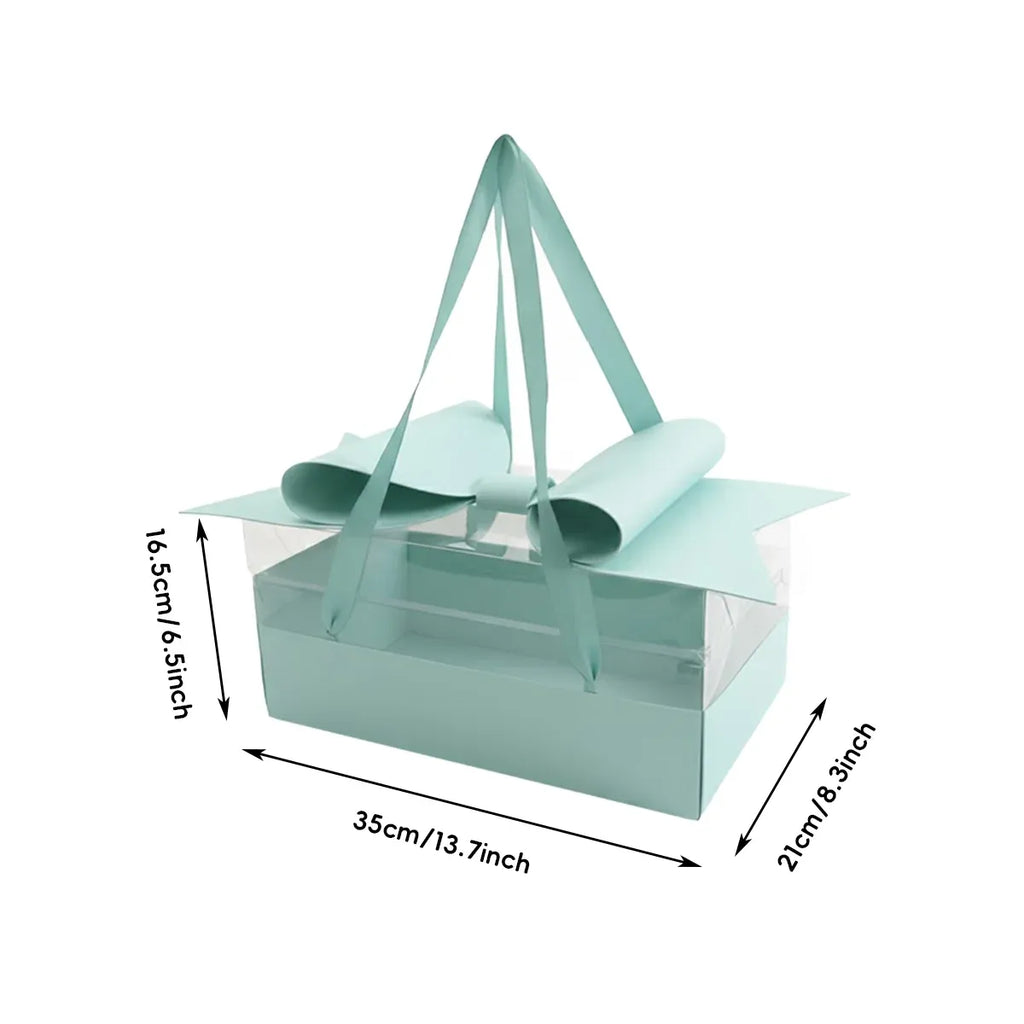 5PCS Bow Gift Box Transparent PVC Design with Ribbon Wedding Party Favor Boxes - Blue