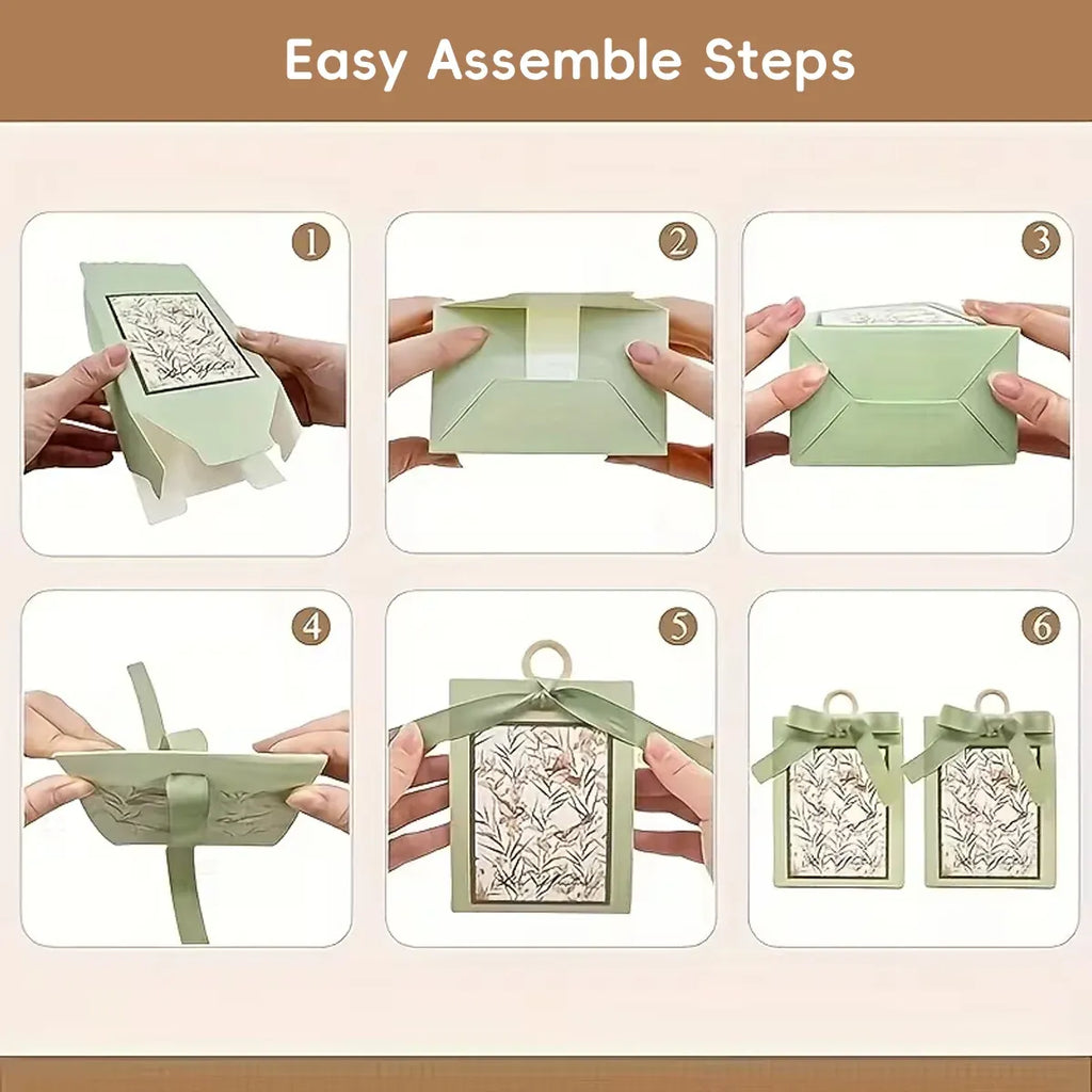 50PCS Gift Bags 3 Colours Aesthetic French Forest Theme Party Packing Bags - Green