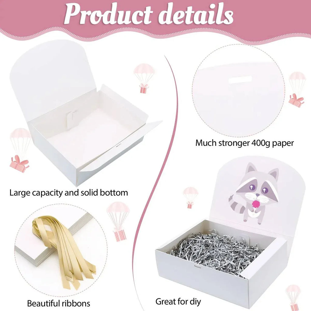 20 Pcs Holiday Party Gift Boxes Festive Packaging Box Set Foldable Kraft White - Kraft