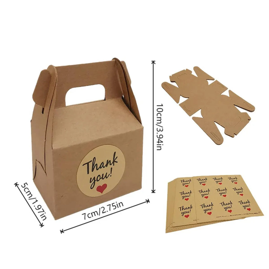 3 Packs Handheld Kraft Paper Gift Boxes with Thank-you Stickers Party Favor Use - Red