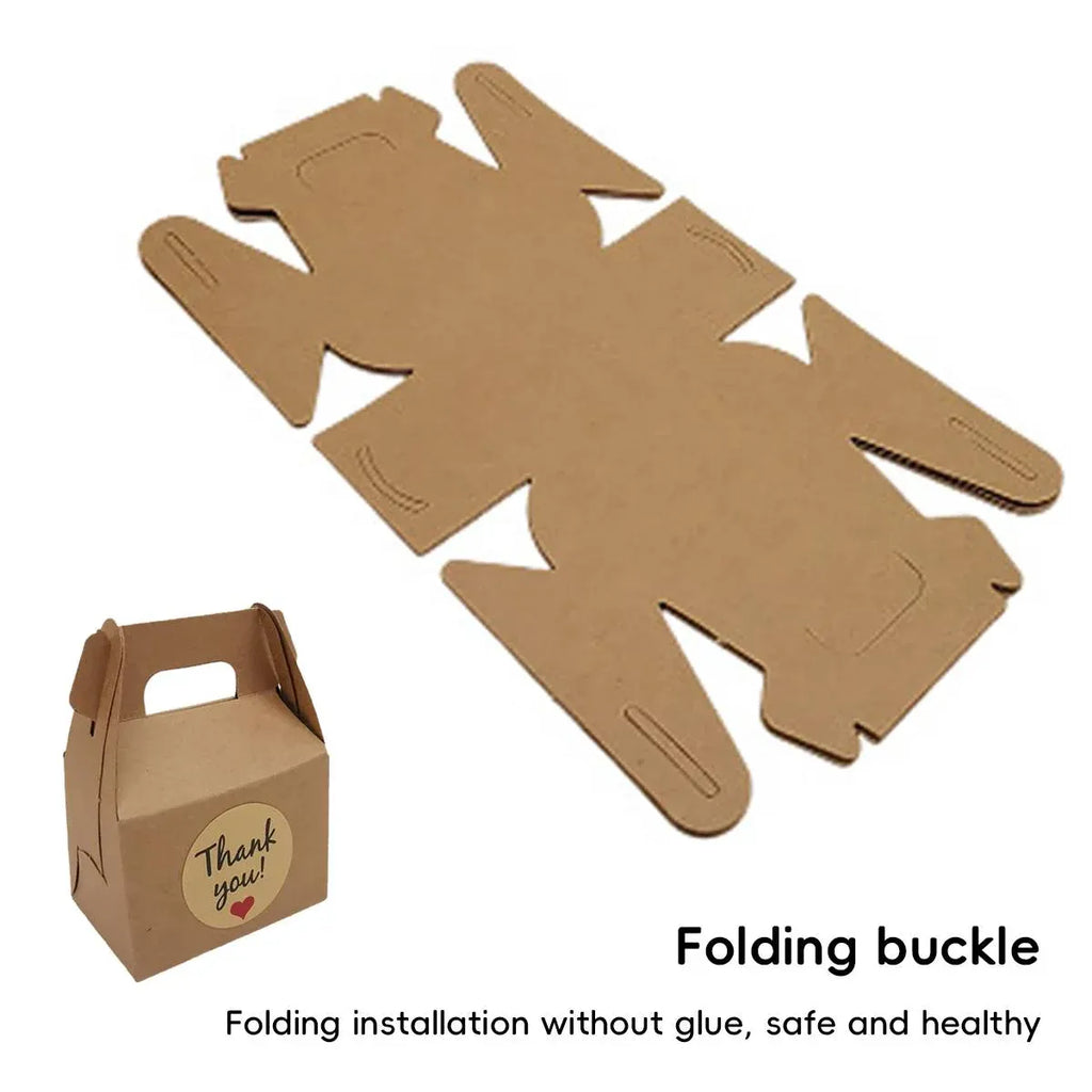 3 Packs Handheld Kraft Paper Gift Boxes with Thank-you Stickers Party Favor Use - Red