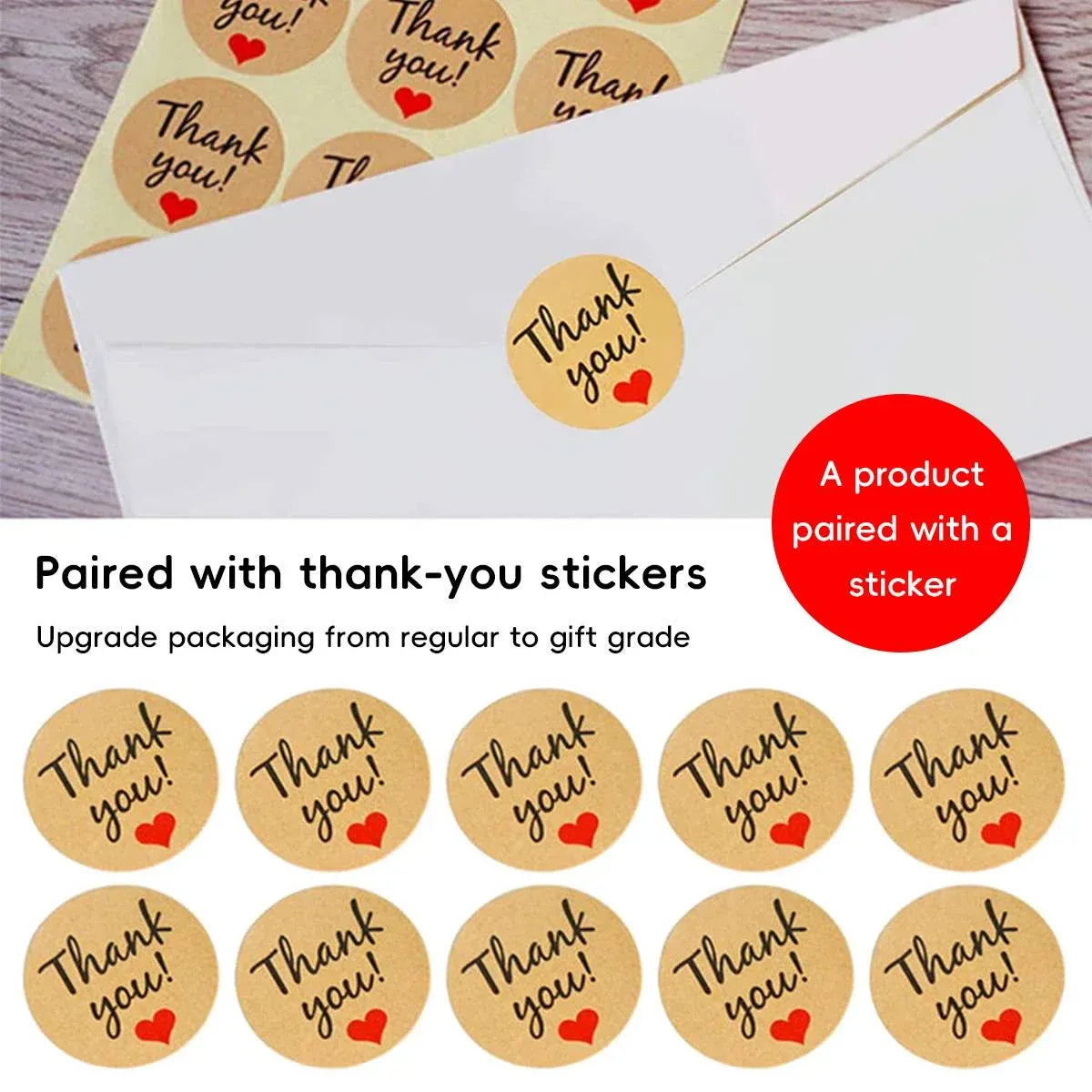 3 Packs Handheld Kraft Paper Gift Boxes with Thank-you Stickers Party Favor Use - Red