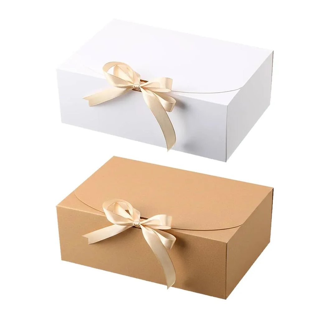 20 Pcs Holiday Party Gift Boxes Festive Packaging Box Set Foldable Kraft White - White