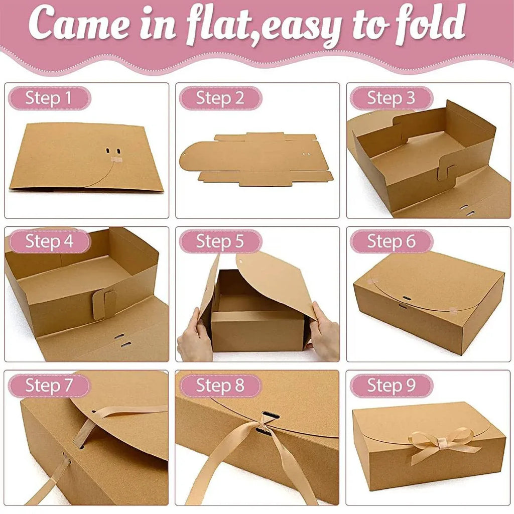 20 Pcs Holiday Party Gift Boxes Festive Packaging Box Set Foldable Kraft White - White