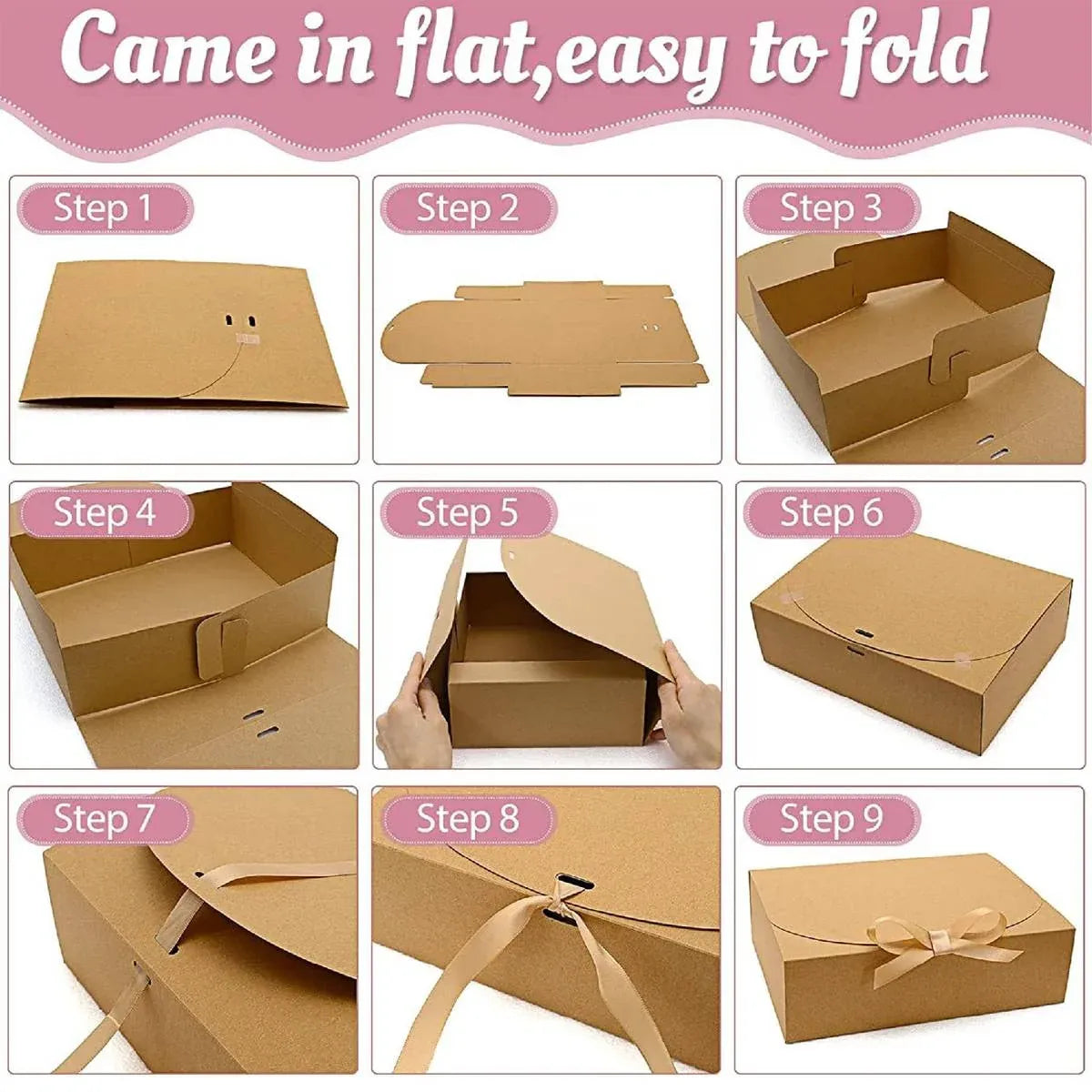 20 Pcs Holiday Party Gift Boxes Festive Packaging Box Set Foldable Kraft White - White