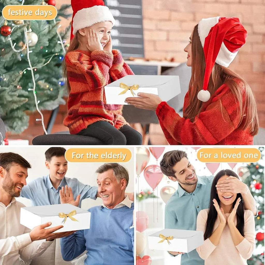 20 Pcs Holiday Party Gift Boxes Festive Packaging Box Set Foldable Kraft White - White