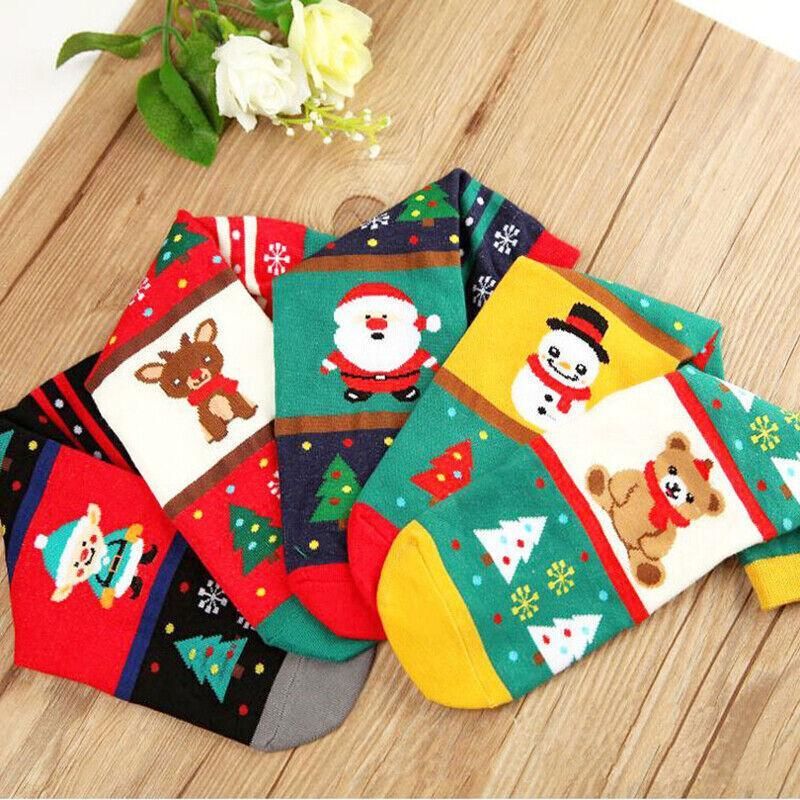 Christmas Pattern Cotton Blend Socks, 1 Pair
