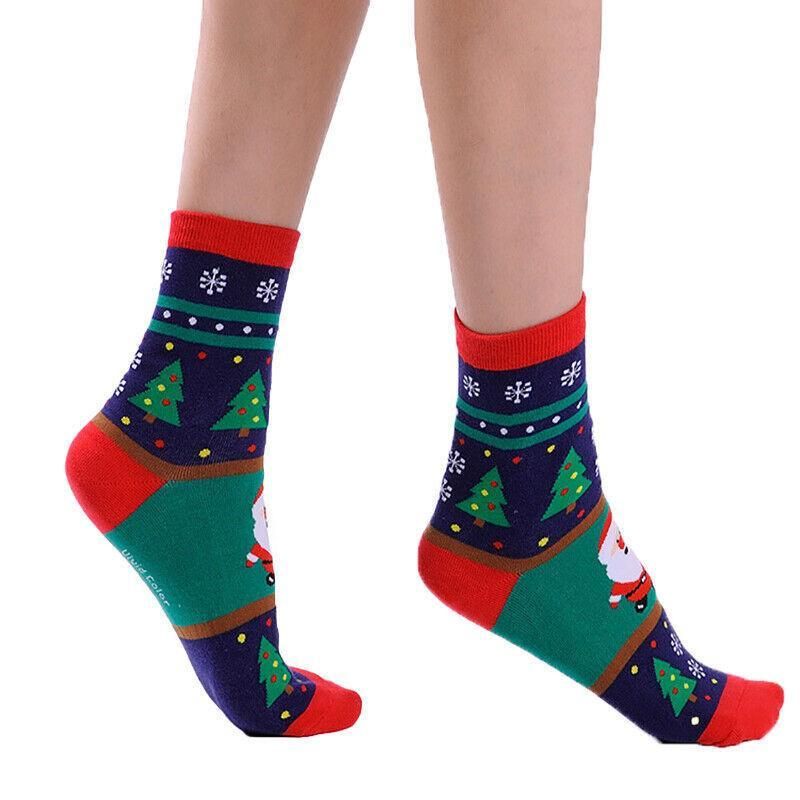 Christmas Pattern Cotton Blend Socks, 1 Pair