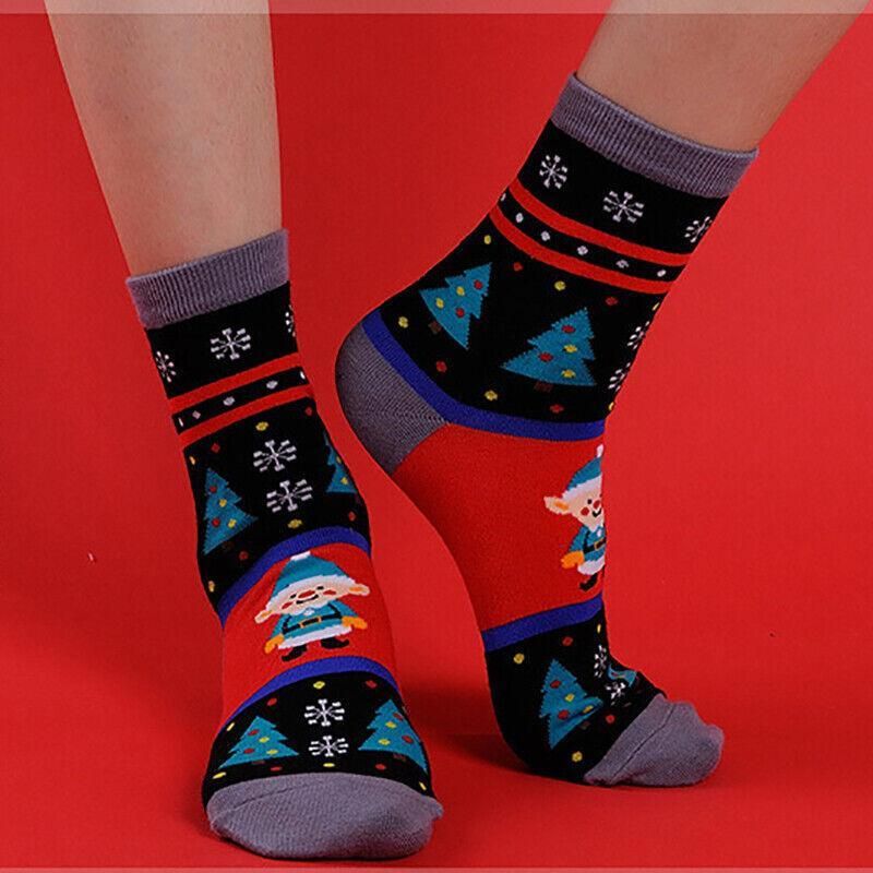 Christmas Pattern Cotton Blend Socks, 1 Pair