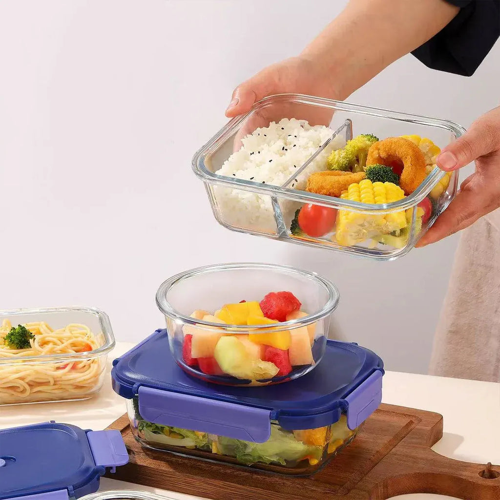 Glass Food Storage Container 1040ml Lunch Bento Box with Lid
