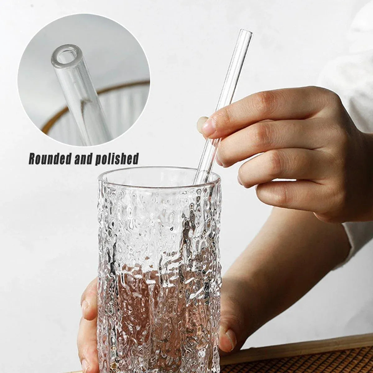 Clear Borosilicate Glass Drinking Straws, 20 Pack