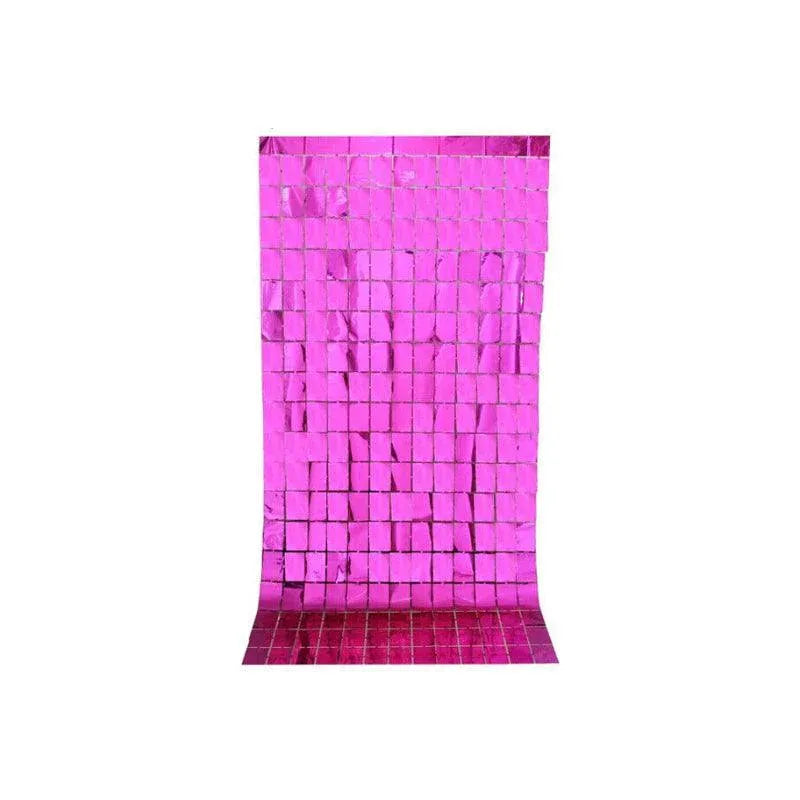 Tinsel Foil Curtain Backdrop, 1 x 2 m, Rose Red