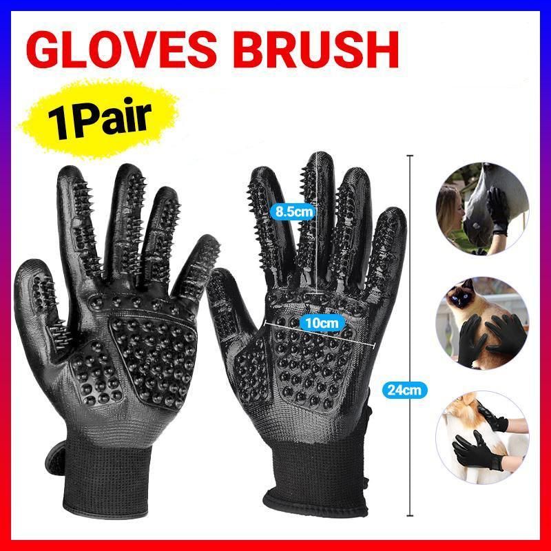 Black Pet Grooming Gloves - 1 Pair (2 Pieces)