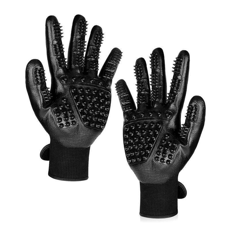Black Pet Grooming Gloves - 1 Pair (2 Pieces)