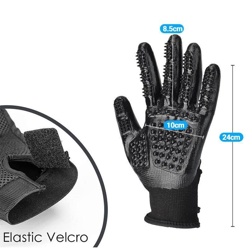 Black Pet Grooming Gloves - 1 Pair (2 Pieces)