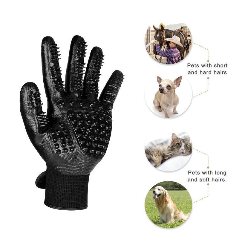 Black Pet Grooming Gloves - 1 Pair (2 Pieces)