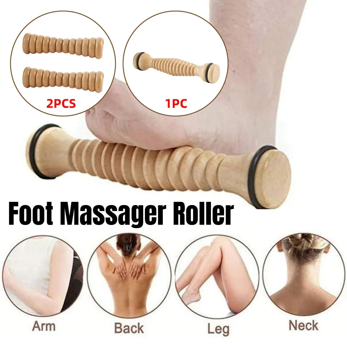 Wooden Massage Roller Stick, 22 x 4 x 4 cm