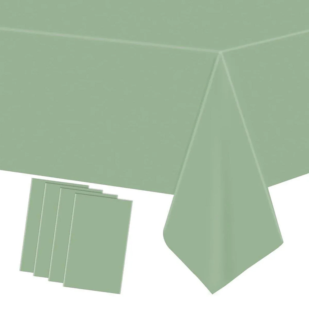 Sage Green PEVA Tablecloths, 274 x 137 cm, 6 Pack