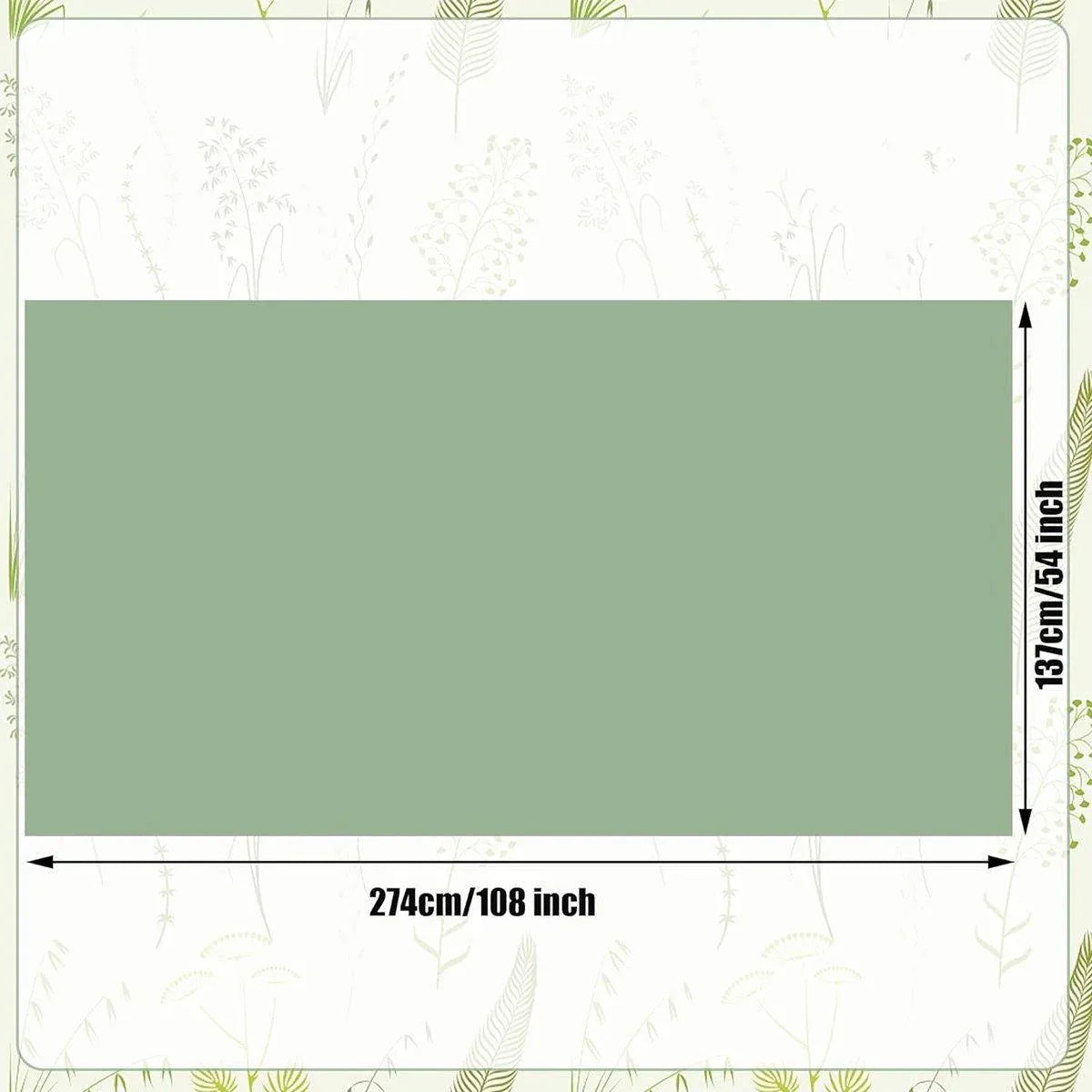 Sage Green PEVA Tablecloths, 274 x 137 cm, 6 Pack