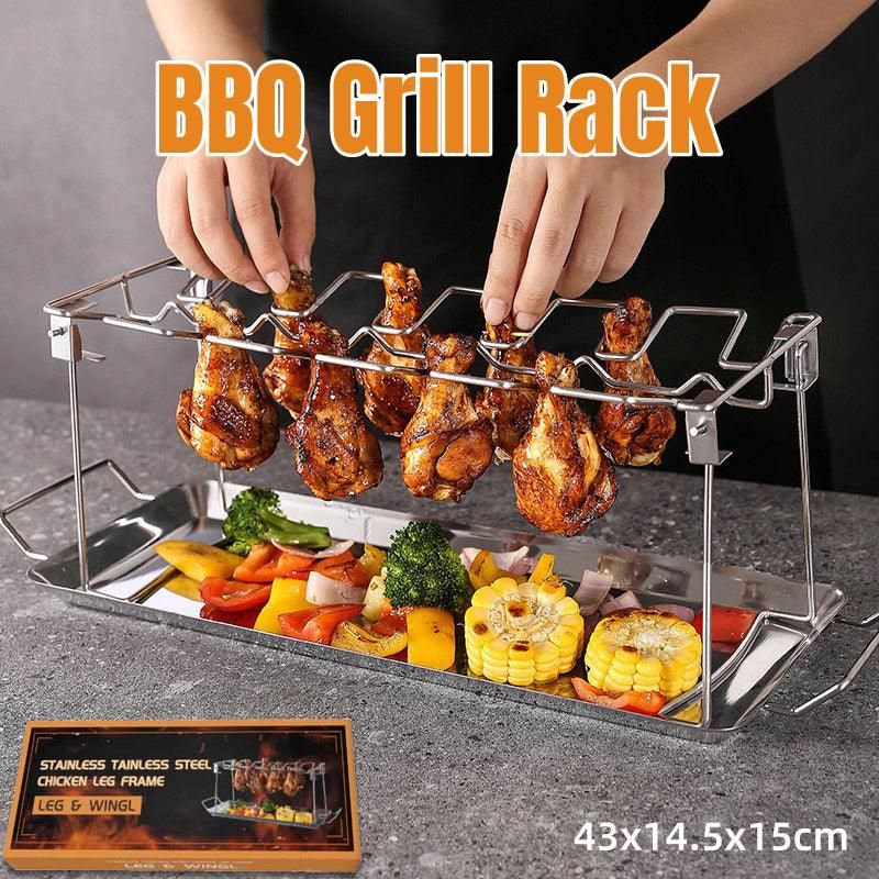 Foldable Stainless Steel Barbecue Grill Rack for Chicken Legs Outdoor