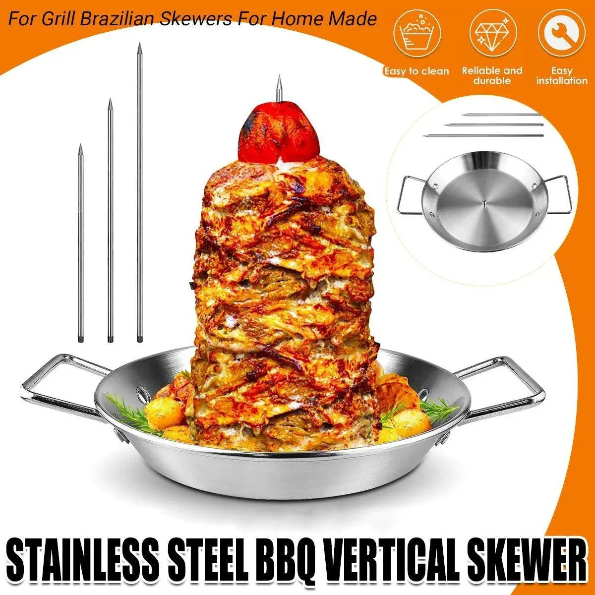 Stainless Steel BBQ Rotisserie Pan Kit Accessories