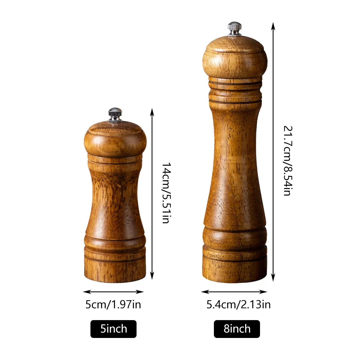 Rubberwood Pepper Grinder with Ceramic Mechanism, 14 cm