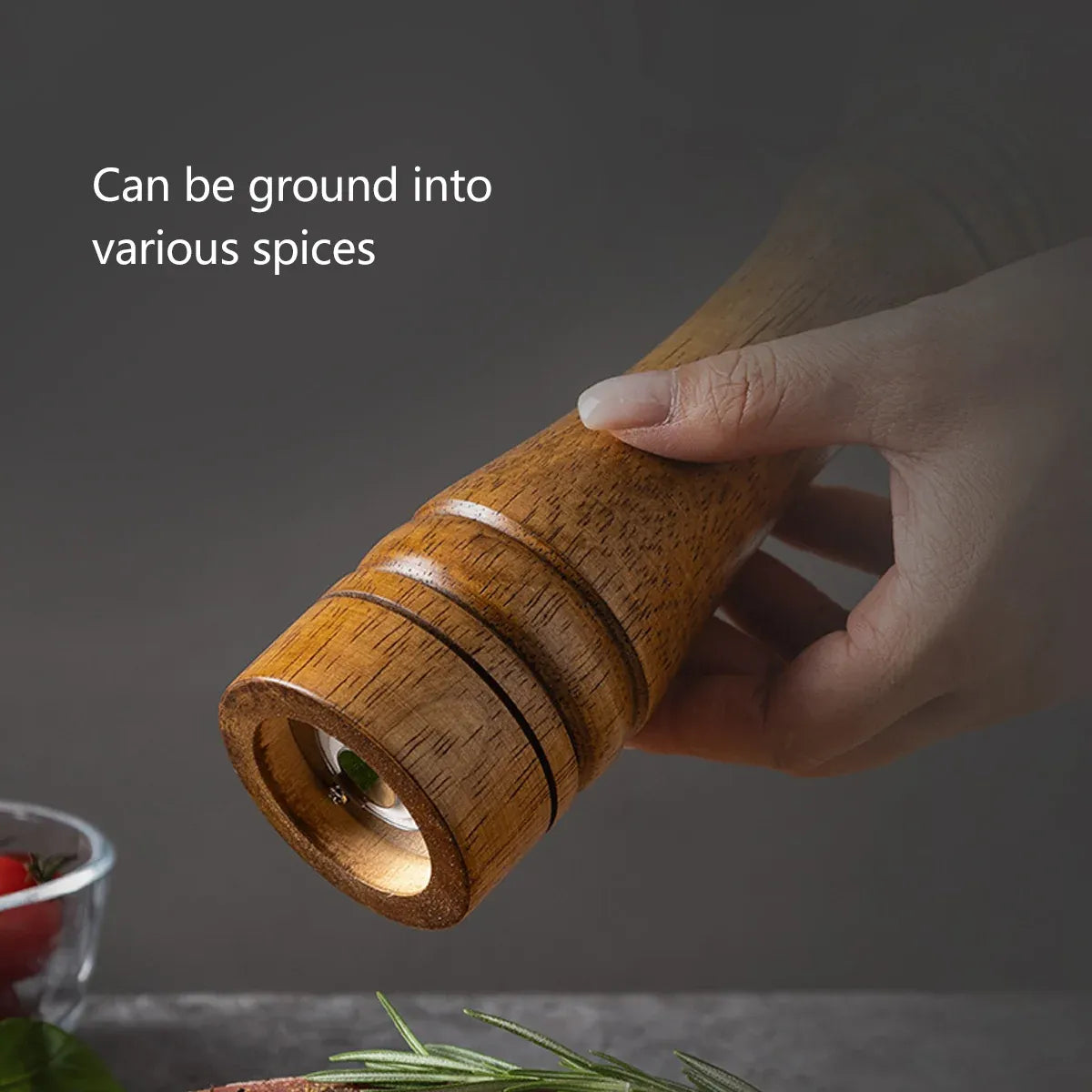 Rubberwood Pepper Grinder with Ceramic Mechanism, 14 cm
