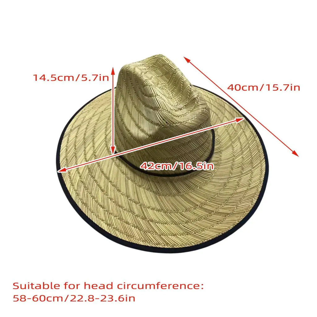 Handmade Braided Wide Brim Summer Straw Jazz Hat Beach Sun